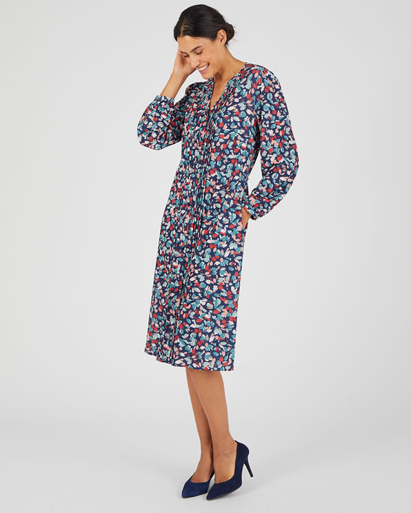Robe boutonnée crêpe reliéfé