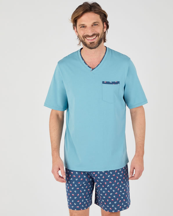 Pyjashort en pur coton peigné
