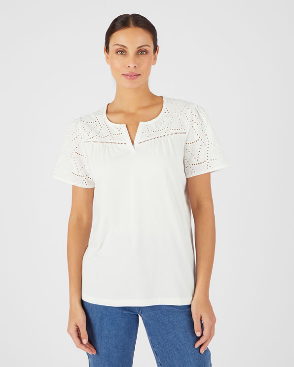 T-shirt broderie anglaise pur coton