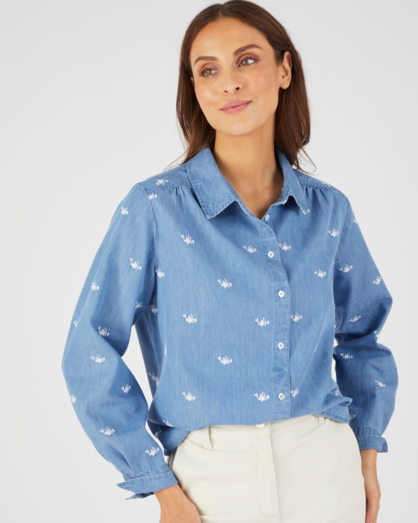 Chemisier coton et fibres lyocell Tencel™  brodé