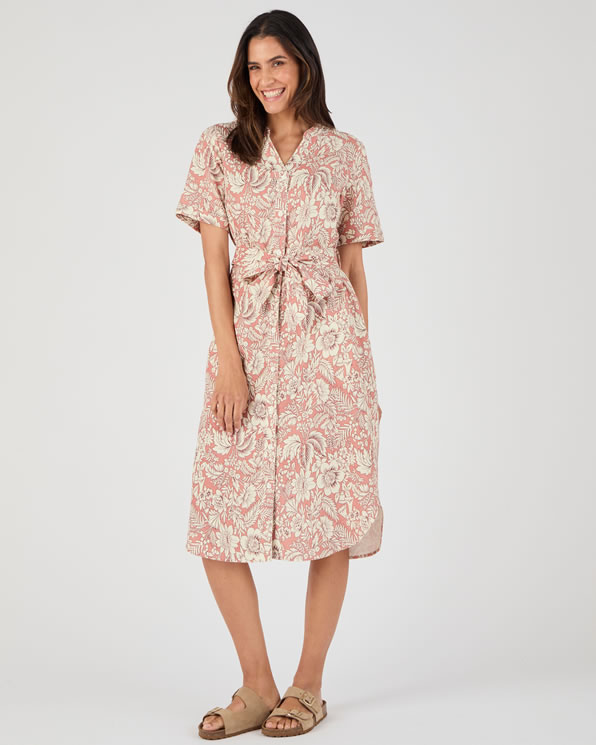 Robe boutonnée mélange lin