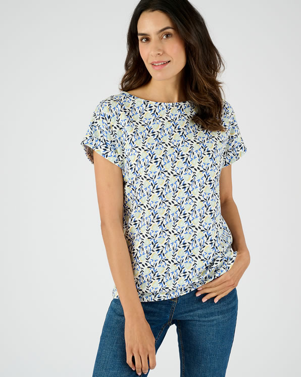 T-shirt flammé imprimé végétal