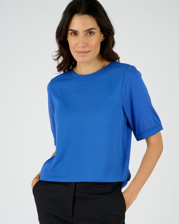 T-shirt bi-matière col bateau