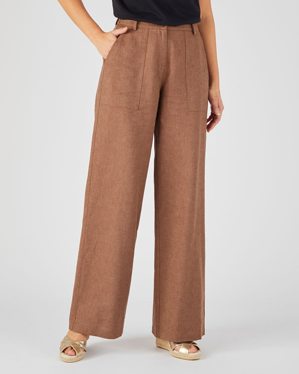 Pantalon large mélange lin et coton