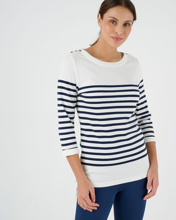 T-shirt uni ou rayé manches 3/4