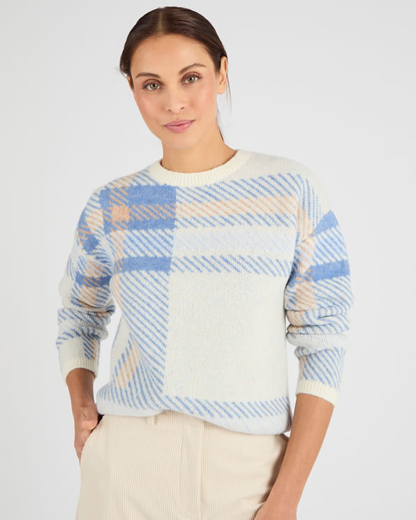 Pull jacquard à carreaux
