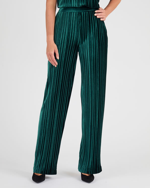 Pantalon en velours plissé satiné