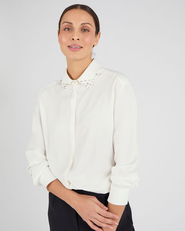 Chemisier col bijoux fantaisie pure viscose