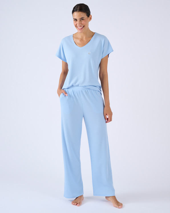 Pyjama 7/8ème en maille gaufrée