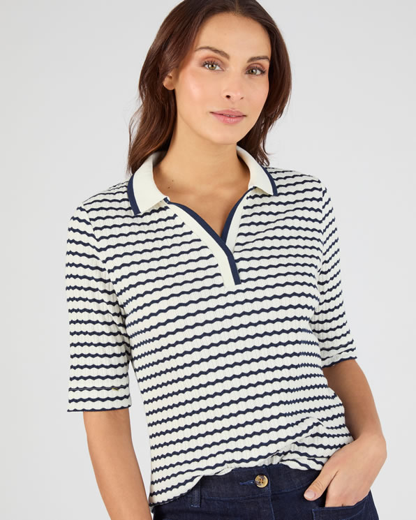 T-shirt maille pointelle, uni ou rayé