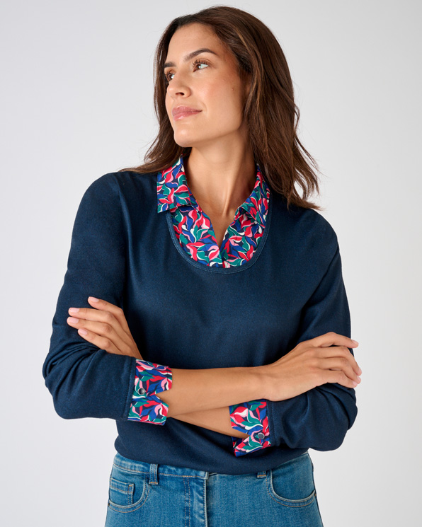 T-shirt effet 2 en 1 en maille chaude