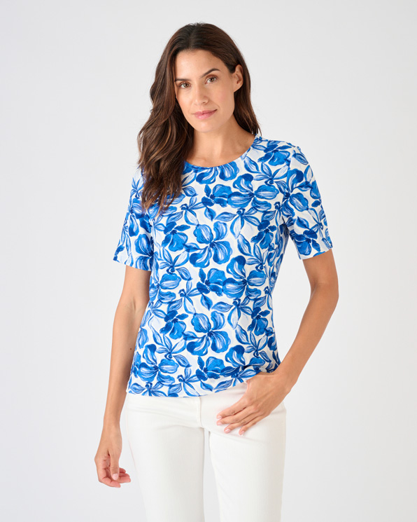 T-shirt maille reliéfée fleurie