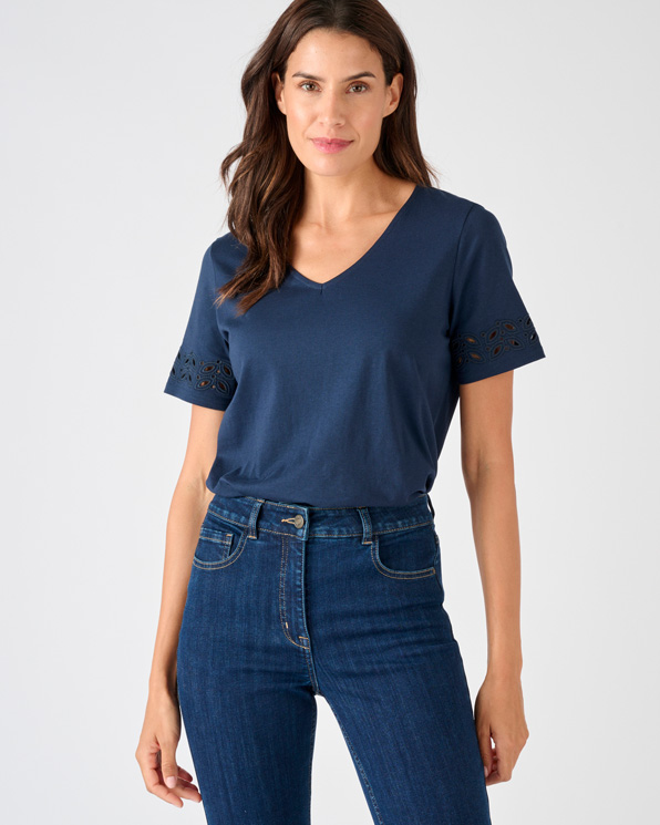 T-shirt détails fantaisie pur coton