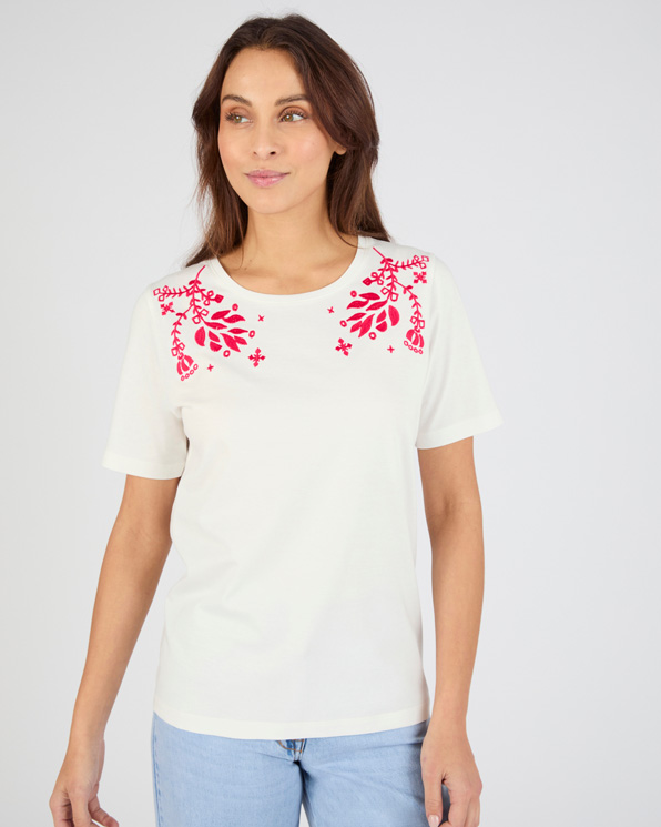 T-shirt brodé pur coton