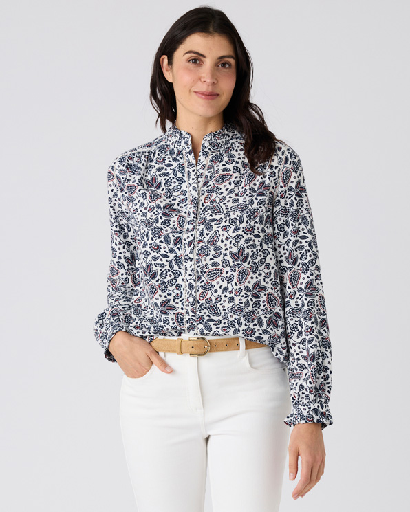 Chemisier col volanté pure viscose Lenzing™ EcoVero™