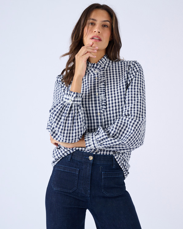 Chemisier effet gaufré à petits carreaux