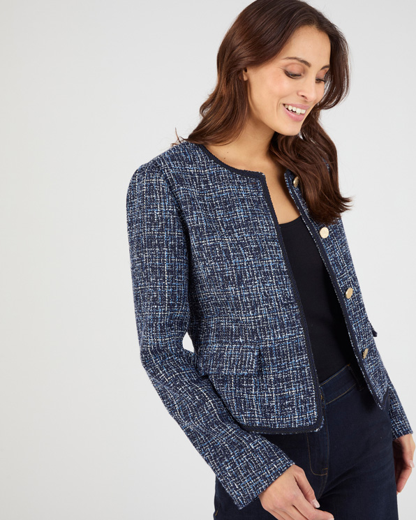 Veste effet tweed ganse fantaisie