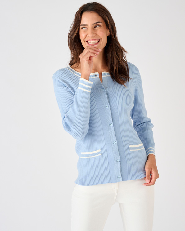 Cardigan côtes plates fantaisie