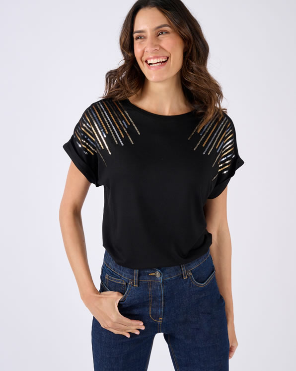 T-shirt maille jersey à sequins