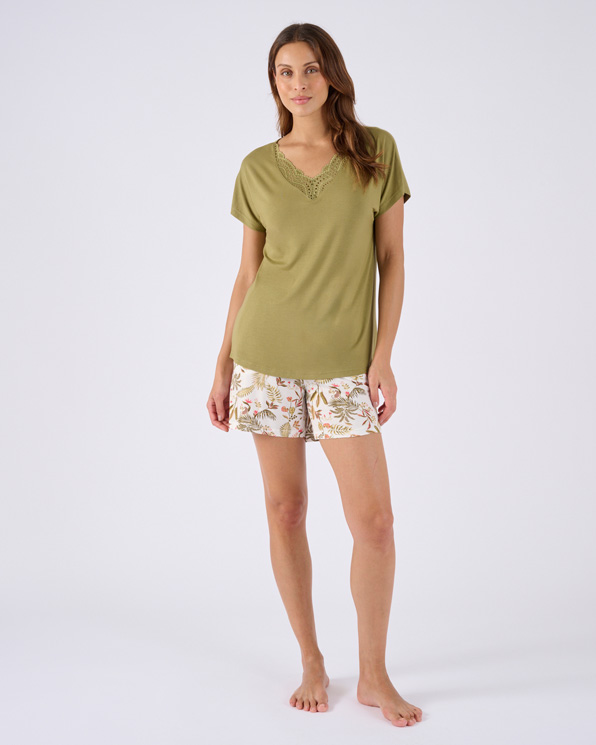 Pyjashort col dentelle