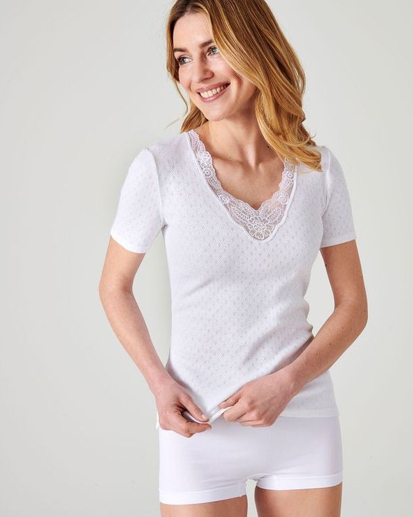 T-shirt manches courtes, maille ajourée Thermolactyl
