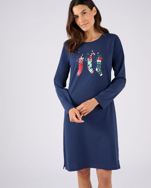 Chemise de nuit de Noël en maille jersey pur coton