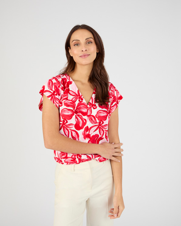 Blouse à smocks en pure viscose