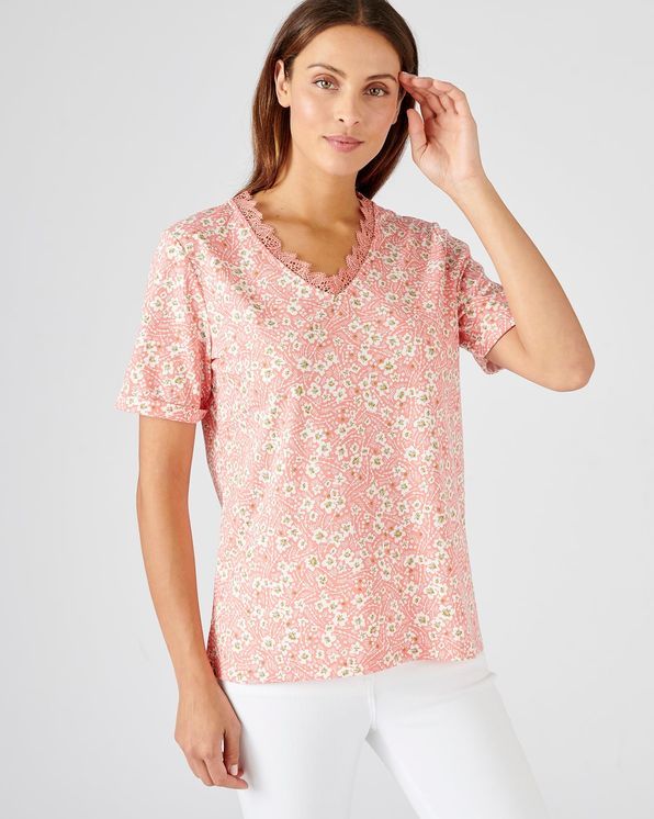T-shirt recyclé coton mélangé imprimé fleuri