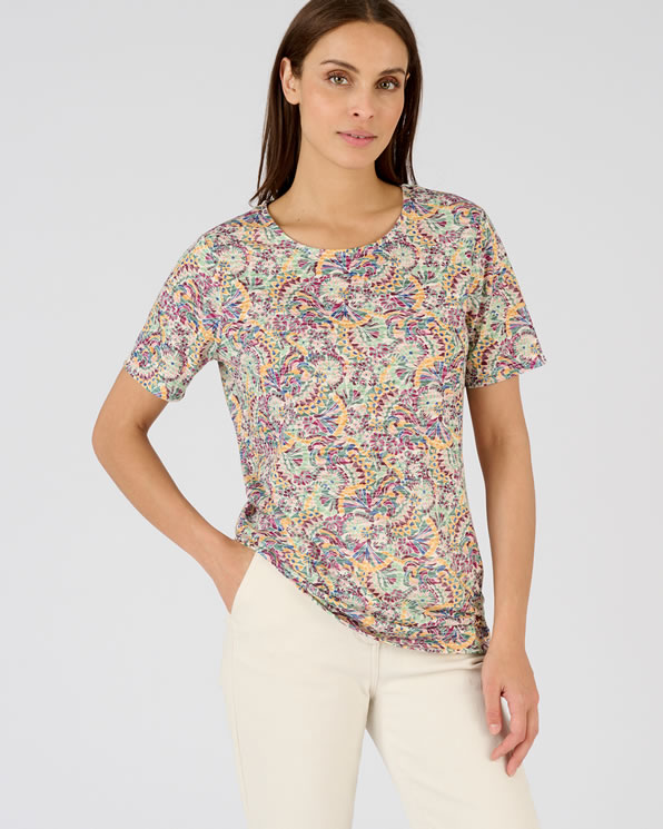 T-shirt maille dévorée imprimée