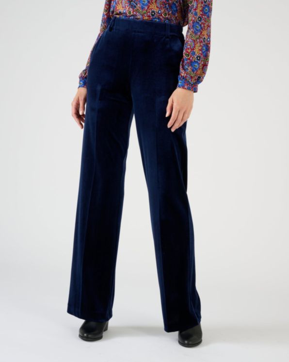 Pantalon large en velours stretch