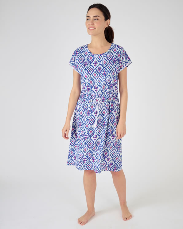 Chemise de nuit Maille jersey pur coton peigné imprimé mosaïque