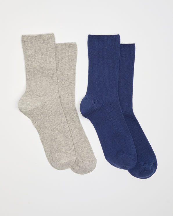 Lot de 2 paires de chaussettes maille côtelée coton biologique*