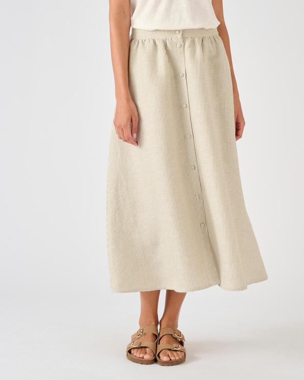 Jupe rayée mélange lin et viscose
