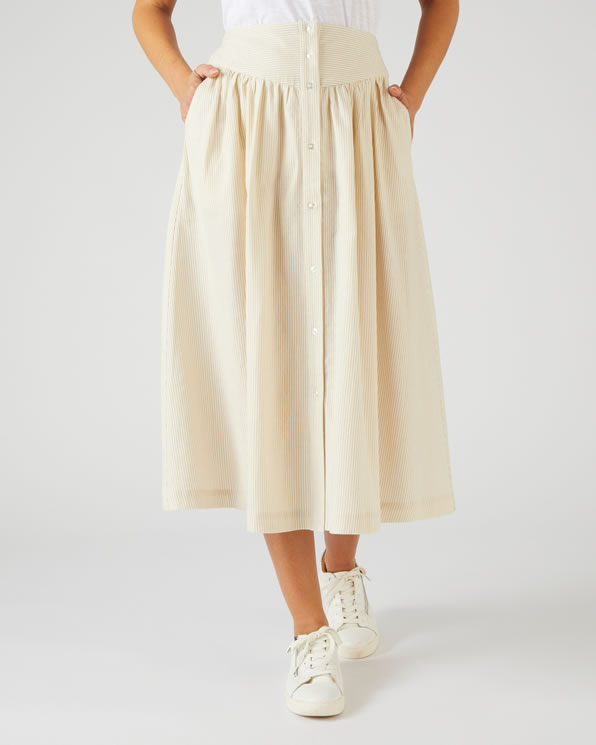 Jupe rayée mélange lin