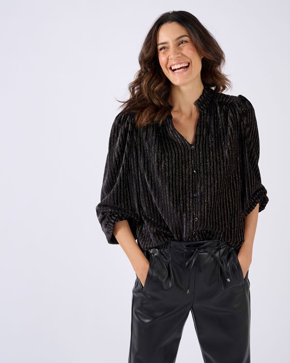 Chemisier en velours rayé