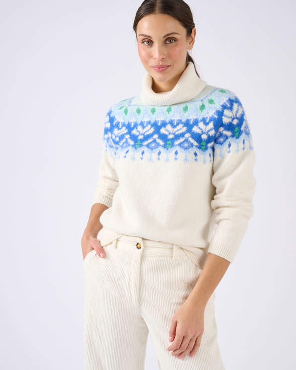 Pull jacquard col roulé Thermolactyl